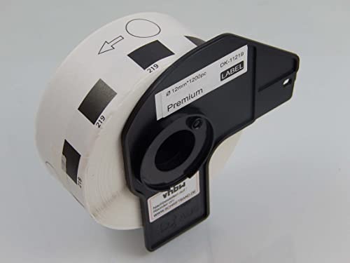 vhbw Etiketten-Rolle 12mm (1200 Etiketten) kompatibel mit Brother PT QL-550, QL-560, QL560VP, QL-570, QL-580 Etiketten-Drucker - Premium von vhbw