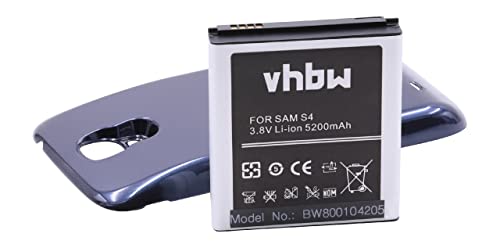 vhbw Akku kompatibel mit Samsung Galaxy GT-i9502, GT-I9500 Handy Smartphone Telefon (5200 mAh, 3,8 V, Li-Ion) + Gehäuserückdeckel dunkelblau von vhbw
