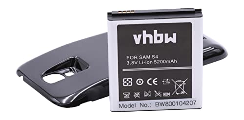 vhbw Extended Li-Ion Akku 5200mAh (3.8V) schwarz kompatibel mit Handy, Smartphone, Telefon Samsung Galaxy S4, S4 LTE, GT-I9500, GT-i9502, GT-i9505 Ersatz für B600. von vhbw