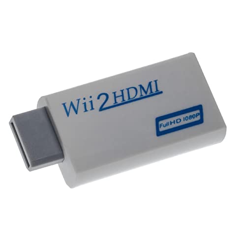 vhbw HDMI Adapter kompatibel mit Nintendo Wii Spielekonsole auf HDMI Monitor/HDTV Konverter + 3,5mm Audiobuchse - weiß von vhbw