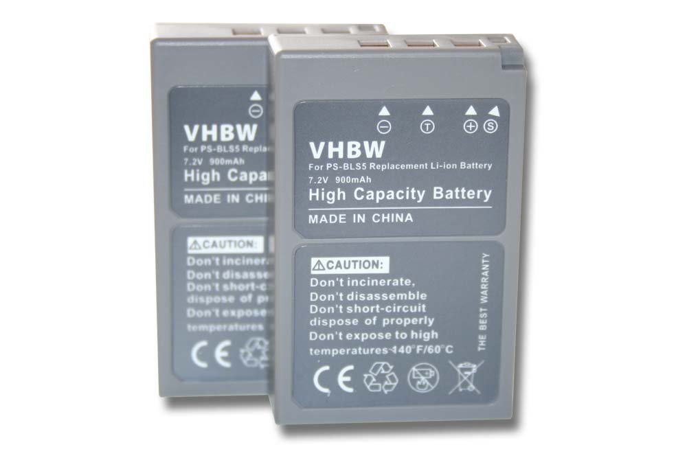 vhbw Kamera-Akku Ersatz für Baugleiche Originalteilebezeichnung Olympus BLS-5, BLS-50, BLS50, PS-BLS5 für Kamera / Foto DSLR (900mAh, 7,2V, Li-Ion) 900 mAh von vhbw