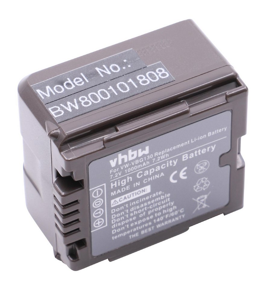 vhbw Kamera-Akku Ersatz für Baugleiche Originalteilebezeichnung Panasonic VW-VBG070, VW-VBG130 für Kamera / Camcorder Digital (1000mAh, 7,2V, Li-Ion) 1000 mAh von vhbw