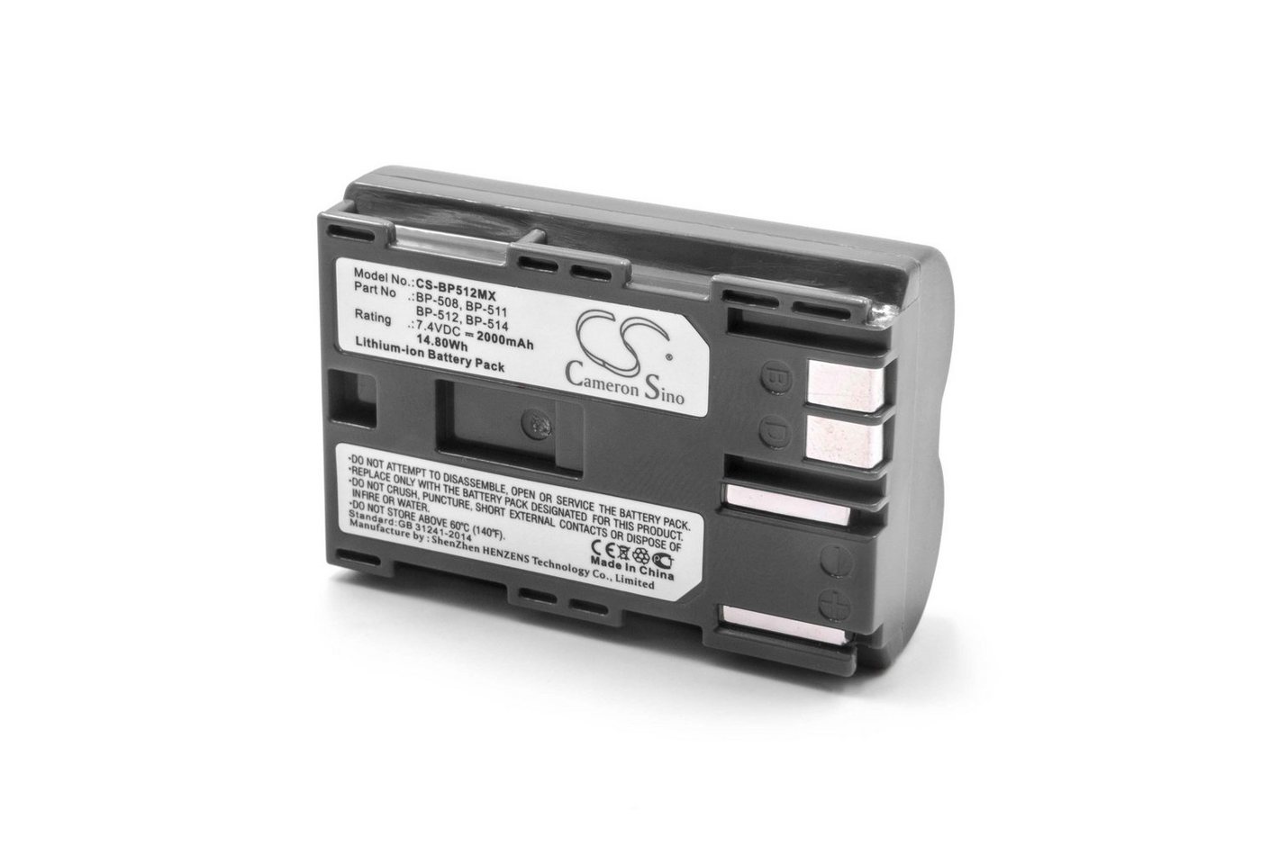 vhbw Kamera-Akku Ersatz für Canon BP-508 für Kamera (2000mAh, 7,4V, Li-Ion) 2000 mAh von vhbw