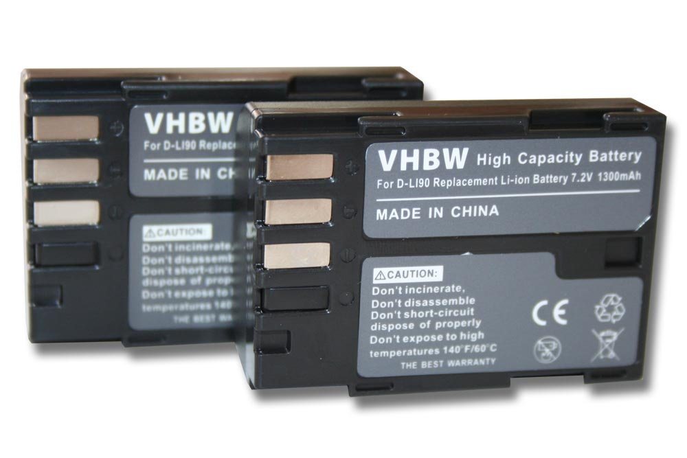 vhbw Kamera-Akku Ersatz für Pentax D-Li90 für Kamera / Foto DSLR (1300mAh, 7,2V, Li-Ion) 1300 mAh von vhbw