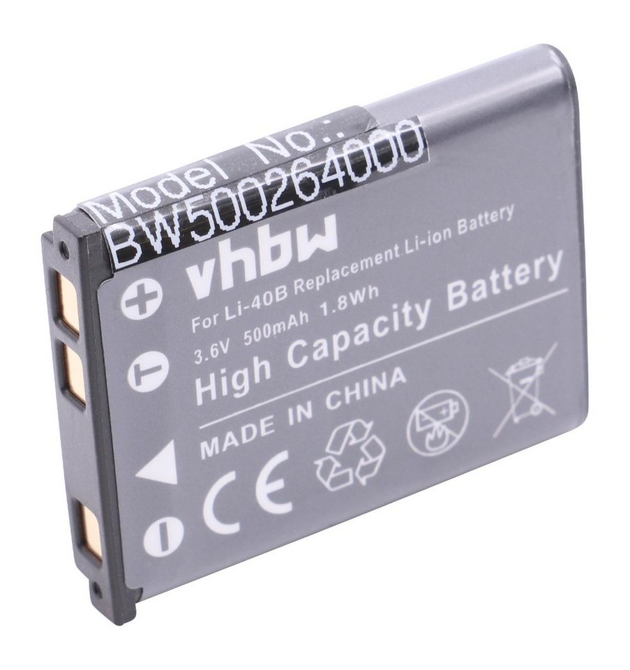 vhbw Kamera-Akku passend für Kodak EasyShare M200, M215, M23, M522, M531, M532, M552, M530, M550, M5350, M22, M52, M5370 Kamera / Foto Kompakt (500mAh, 3,6V, Li-Ion) 500 mAh von vhbw