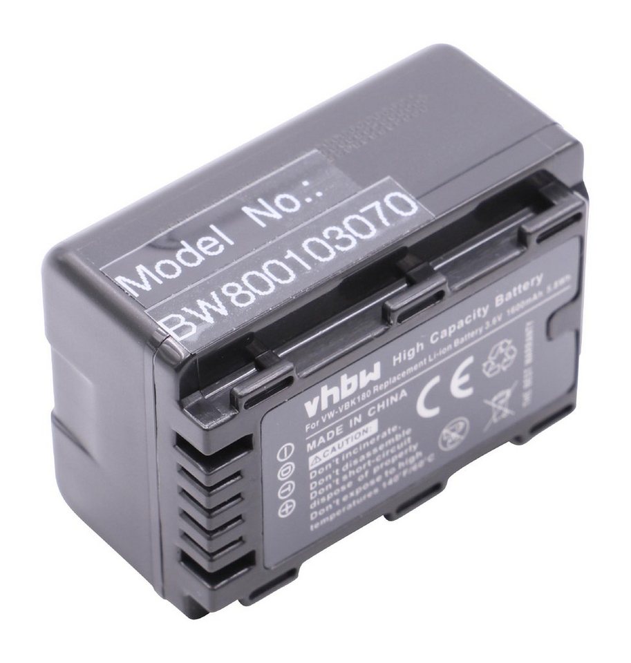 vhbw Kamera-Akku passend für Panasonic HDC-HS60, HDC-HS80, HDC-SD40, HDC-SD40EG-K, HDC-SD66 Kamera / Camcorder Digital (1600mAh, 3,6V, Li-Ion) 1600 mAh von vhbw