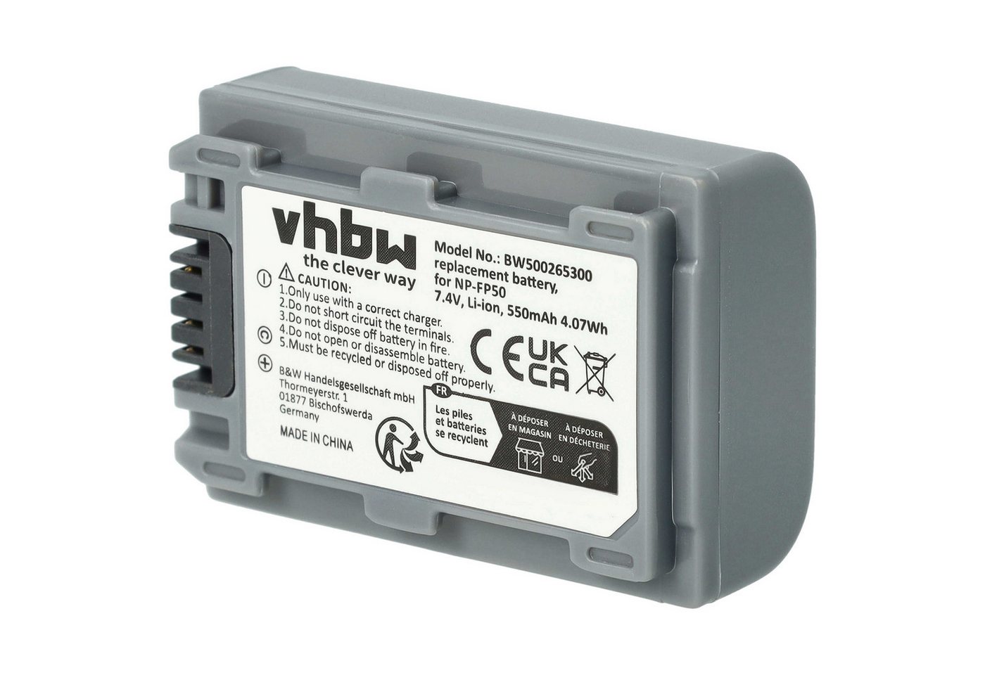 vhbw passend für Sony DCR-DVD405E, DCR-DVD405, DCR-DVD505, DCR-DVD404E, Kamera-Akku Li-Ion 600 mAh von vhbw