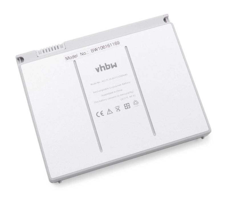 vhbw Laptop-Akku Ersatz für Baugleiche Originalteilebezeichnung Apple MA601LL, MA680LL/A, MA681LL/A für Notebook / Netbook (5500mAh, 10,8V, Li-Ion) 5500 mAh von vhbw