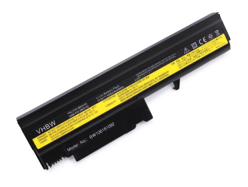 vhbw Laptop-Akku Ersatz für Baugleiche Originalteilebezeichnung IBM ASM 92P1076, FRU 08K8192, FRU 08K8193, FRU 08K8195 für Notebook / Netbook (4400mAh, 10,8V, Li-Ion) 4400 mAh von vhbw