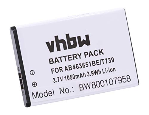 vhbw Li-Ion Akku 1050mAh (3.7V) kompatibel mit Handy Smartphone Telefon Samsung GT-S5600 Blade, GT-S5603, GT-S5608U, GT-S5610, GT-S5611, GT-S5620, GT-S5630C von vhbw