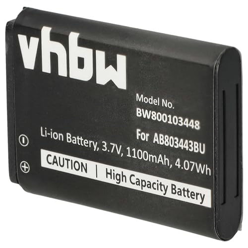 vhbw Li-Ion Akku 1100mAh (3.7V) kompatibel mit Handy, Smartphone, Telefon Samsung GT-C3350, Xcover 2, II, C3350 Ersatz für AB803443BU. von vhbw