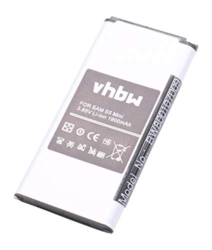 vhbw Li-Ion Akku 1900mAh (3.85V) kompatibel mit Handy Smartphone Telefon Samsung Galaxy S5 Dx, S5 Mini, SM-G800F, SM-G800H, SM-G800R4, SM-G800Y Ersatz für EB-BG8000BBE. von vhbw