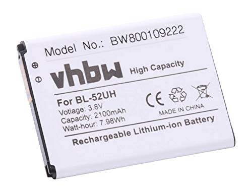 vhbw Li-Ion Akku 2100mAh (3.8V) kompatibel mit Handy Smartphone Telefon LG Optimus L 65, 70, Fino Ersatz für BL-52UH. von vhbw