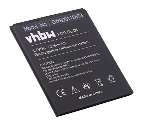 vhbw Li-Ion Akku 2250mAh (3.7V) kompatibel mit Handy Smartphone Telefon THL T6, T6 Pro, T6c, T6s Ersatz für BL-06. von vhbw