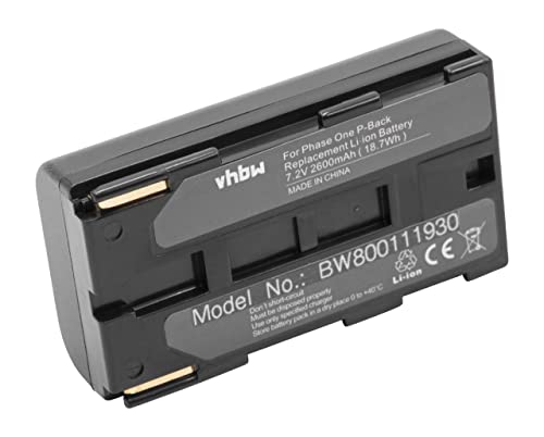 vhbw Li-Ion Akku 2600mAh (7.2V) kompatibel mit Kamera Camcorder Video Phase One P-Back, P24, P25, P25+, P30, P30+ Ersatz für 30900061. von vhbw
