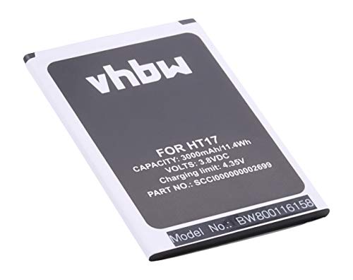 vhbw Li-Ion Akku 3000mAh (3.8V) kompatibel mit Handy Smartphone Telefon HomTom HT17, HT17 Pro von vhbw