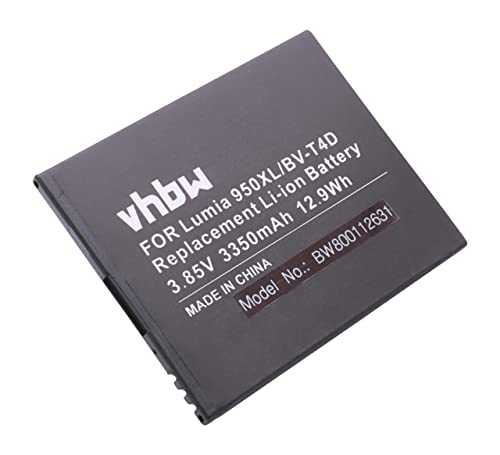 vhbw Li-Ion Akku 3350mAh (3.9V) kompatibel mit Handy Smartphone Telefon Microsoft/Nokia Lumia 950 XL, 950 XL Dual SIM, 950XL, Cityman Ersatz für BV-T4D. von vhbw