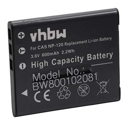 vhbw Li-Ion Akku 550mAh (3.6V) kompatibel mit Kamera CASIO Exilim EX-ZS10, EX-ZS30 EX-ZS 10 30 Ersatz für NP-120. von vhbw