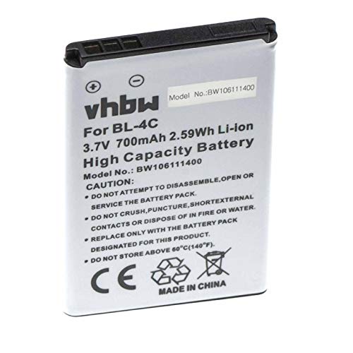 vhbw Li-Ion Akku 600mAh (3,7 Volt) Ersatz für BBA-07, BK-BL-4C, BL-4C, BP-121, C4C08T, C4C50T, C4C60T, C4C85T kompatibel mit Großtasten-Telefon, Klapp-Handy von vhbw