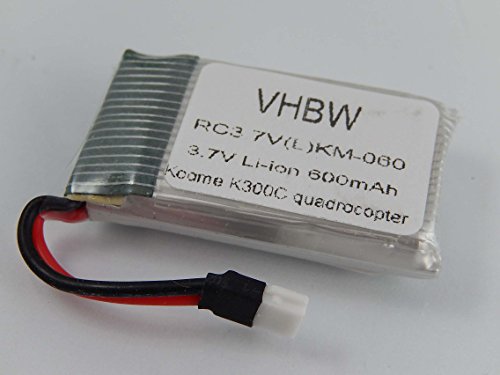 vhbw Li-Ion Akku 600mAh (3.7V) kompatibel mit Drohne, Multicopter Koome K300C Quadrocopter von vhbw