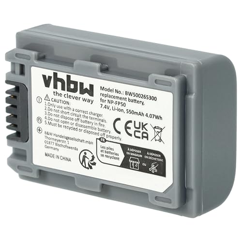 vhbw Li-Ion Akku 600mAh (7.2V) kompatibel mit Kamera Sony DCR-HC1, HC1E, DCR-HC3, HC3E, DCR-HC7, HC7E, DCR-HC16, HC16E, DCR-HC17 Ersatz für NP-FP30, NP-FP50. von vhbw