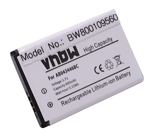 vhbw Li-Ion Akku 900mAh (3.7V) kompatibel mit Handy Smartphone Telefon Samsung SGH-C260, SGH-C268, SGH-C300, SGH-C308 Ersatz für AB043446B, AB043446L, BST3108BC. von vhbw