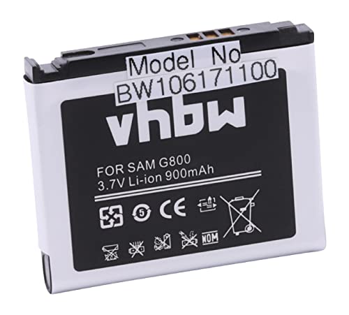 vhbw Li-Ion Akku 900mAh (3.7V) kompatibel mit Handy Smartphone Telefon Samsung SGH- S5230, S 5230, M8910 Pixon12, M 8910 Pixon12, Pixon 12 von vhbw