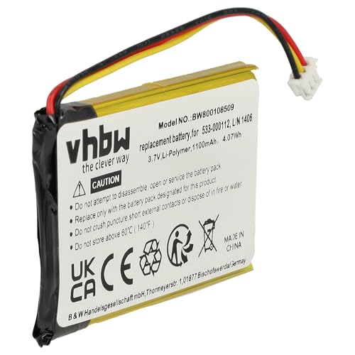 vhbw Li-Polymer Akku 1100mAh (3.7V) kompatibel mit Tastatur Keyboard Logitech IIIuminated Living-Room Keyboard K830 Ersatz für 533-000112, L/N 1406. von vhbw