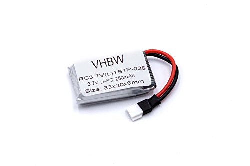 vhbw Li-Polymer Akku 250mAh (3.7V) kompatibel mit Modellbau, Drohne MikanixX Spirit X006 von vhbw