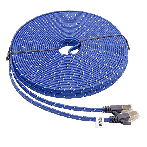 vhbw Netzwerkkabel LAN Kabel Patchkabel Cat7 15m blau flach von vhbw