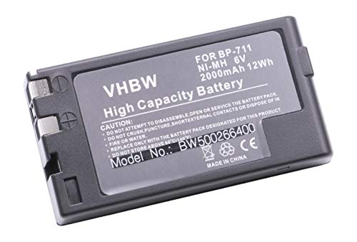 vhbw NiMH Akku 2000mAh (6V) kompatibel mit Videokamera Camcorder Canon H-640, H-660, H-680, H-800, H850, UC-1, UC-20, UCS-1 Ersatz für BP-711, BP-714, BP-718. von vhbw