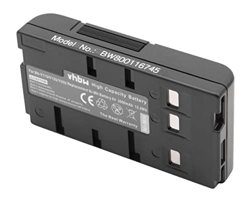 vhbw NiMH Akku 2000mAh (6V) kompatibel mit Videokamera Camcorder Ersatz für Panasonic HHR-V20, HHR-V20A/1B, HHR-V214A/K, PV-BP15, PV-BP17, VW-VBH1E, VW-VBR1E, VW-VBS1 von vhbw
