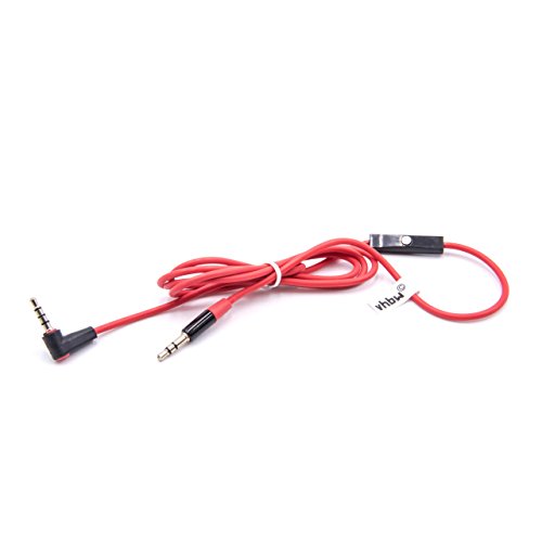 vhbw RemoteTalk Audio Kabel kompatibel mit Beats by Dr. Dre Kopfhörer mit Inline-Mikrofon, 3.5mm Klinke, Aux-Kabel, Klinkenkabel, Kopfhörerkabel, Rot-Schwarz von vhbw