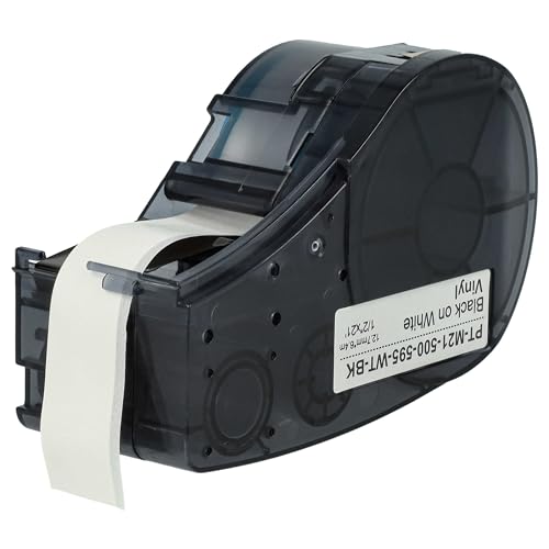 vhbw Schriftband-Kassette Ersatz für Brady M21-500-595-WT für Etiketten-Drucker 12,7mm Schwarz auf Weiß, Vinyl von vhbw