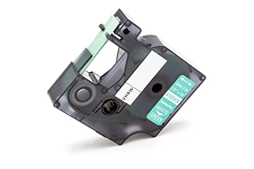 vhbw Schriftband-Kassette kompatibel mit 3M PL100, PL300, PL200 Etiketten-Drucker 12mm Weiß auf Grün, Vinyl von vhbw