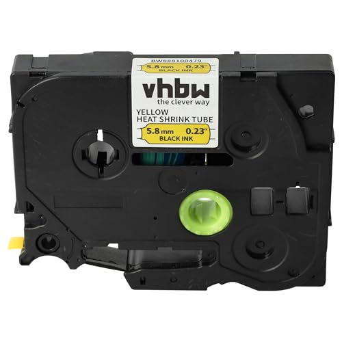 vhbw Schriftband-Kassette kompatibel mit Brother P-Touch E500VP, E550W, E550WVP Etiketten-Drucker Schwarz auf Gelb, Schrumpfschlauch-Kassette von vhbw