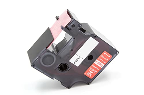 vhbw Schriftband-Kassette kompatibel mit Dymo Rhino 4200, 5000, 5200, 6000, 1000, 3000 Etiketten-Drucker 24mm Weiß auf Rot, Vinyl von vhbw