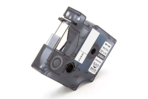 vhbw Schriftband-Kassette kompatibel mit Dymo Rhino 4200, 5000, 5200, 6000, 1000, 3000 Etiketten-Drucker 9mm Schwarz auf Weiß, Vinyl von vhbw