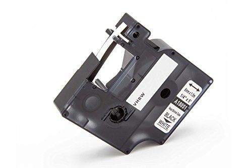 vhbw Schriftband-Kassette kompatibel mit Dymo Rhino 4200, 5200, 6000, ILP 219 Etiketten-Drucker Schwarz auf Weiß, Schrumpfschlauch-Kassette, 6 mm von vhbw