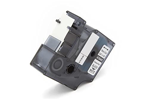 vhbw Schriftband-Kassette kompatibel mit Dymo Rhino 6000, 5000, 5200, 4200, 3000, 1000 Etiketten-Drucker 19mm Schwarz auf Weiß, Vinyl von vhbw
