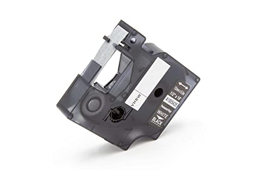 vhbw Schriftband-Kassette kompatibel mit Dymo Rhino 6000, 5000, 5200, 4200, 3000, 1000 Etiketten-Drucker 19mm Weiß auf Schwarz, Vinyl von vhbw