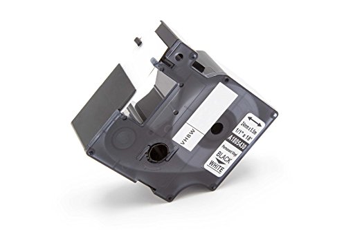 vhbw Schriftband-Kassette kompatibel mit Dymo Rhino 6000, 5000, 5200, 4200, 3000, 1000 Etiketten-Drucker 24mm Schwarz auf Weiß, Vinyl von vhbw