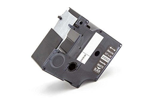 vhbw Schriftband-Kassette kompatibel mit Dymo Rhino 6000, 5000, 5200, 4200, 3000, 1000 Etiketten-Drucker 24mm Weiß auf Schwarz, Vinyl von vhbw