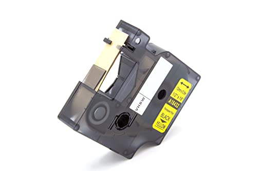 vhbw Schriftband-Kassette kompatibel mit Dymo RhinoPro 3000, 5000, 6000, ILP 219 Etiketten-Drucker 12mm Schwarz auf Gelb, Vinyl von vhbw