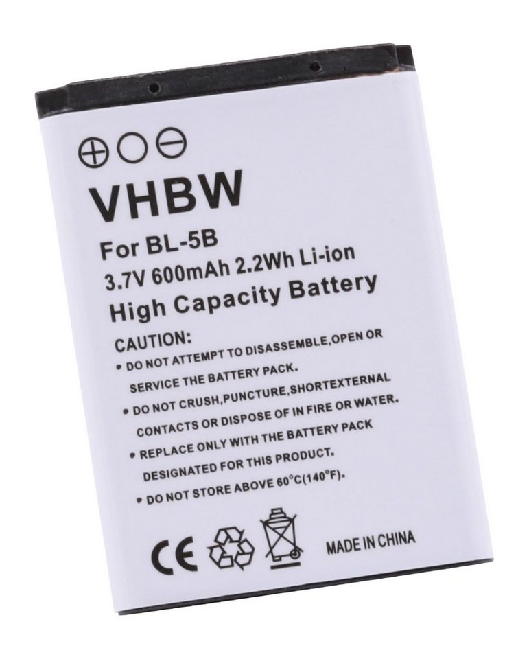 vhbw Smartphone-Akku passend für Kompatibel mit Aligator D100 Mobilfunk / Foto Kompakt / Navigation Sport & Outdoor (600mAh, 3,7V, Li-Ion) 600 mAh von vhbw