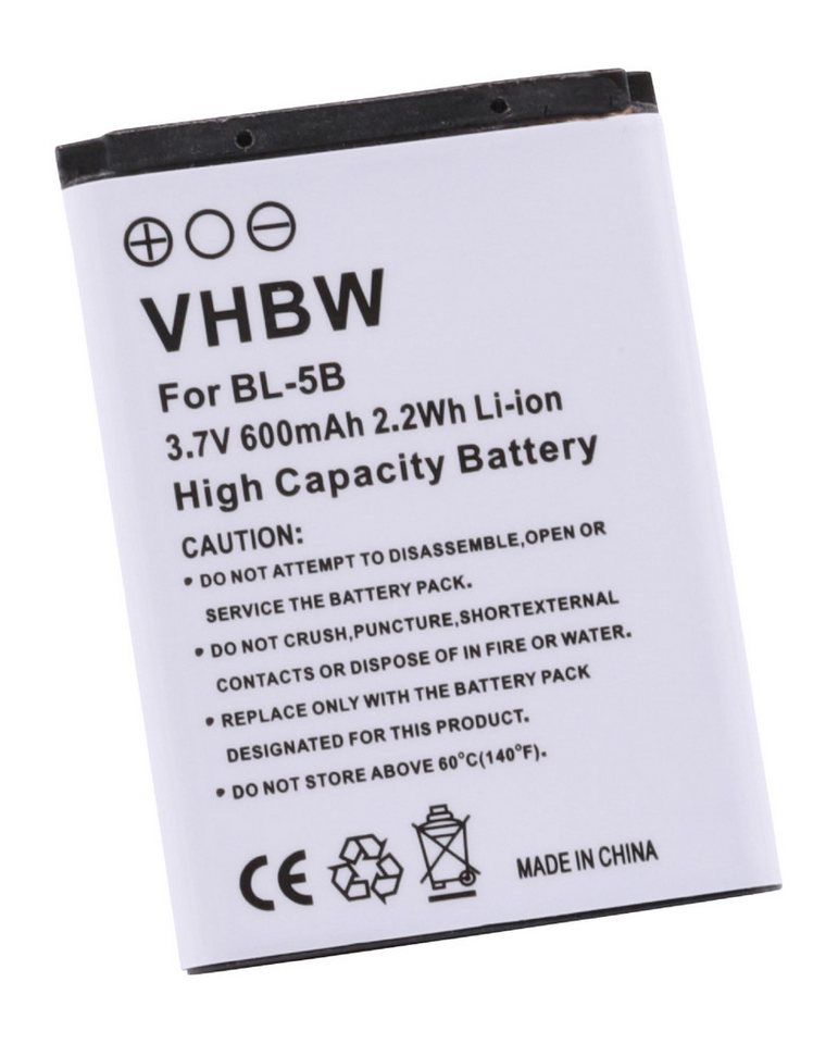 vhbw Smartphone-Akku passend für Kompatibel mit Rollei Sportsline 60, 80 Mobilfunk / Foto Kompakt / Navigation Sport & Outdoor (600mAh, 3,7V, Li-Ion) 600 mAh von vhbw