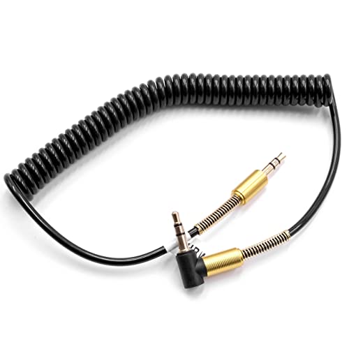 vhbw Stereo Audio Kabel Adapter kompatibel mit Technics EAH-A800 Kopfhörer - 3,5 mm auf 3,5 mm Klinkenstecker, Vergoldet, Gewinkelt Gold Schwarz von vhbw
