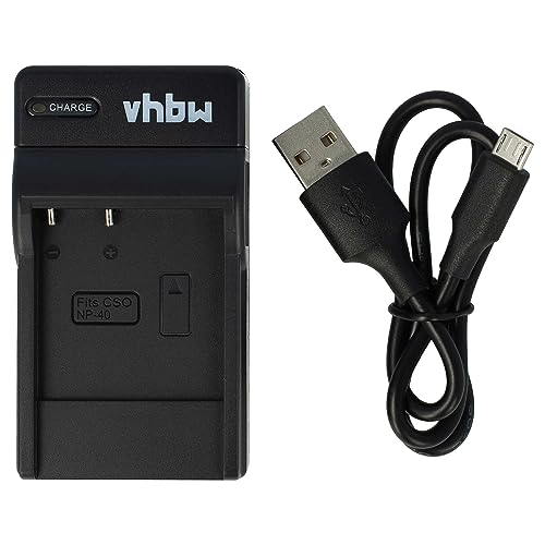 vhbw USB Akkuladegerät kompatibel mit Casio Exilim EX-Z1080, EX-Z1200, EX-Z200, EX-Z25, EX-Z30, EX-Z300, EX-Z40 Digitalkamera, Camcorder, Action Cam schwarz von vhbw