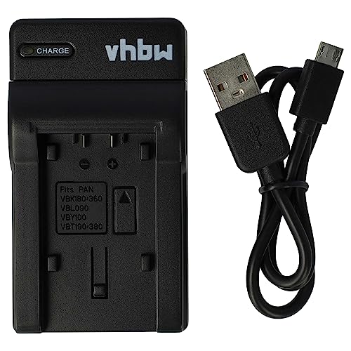 vhbw USB Akkuladegerät kompatibel mit Panasonic HDC-SD40, HDC-SD66, HDC-SD80, HDC-SD90 Digitalkamera, Camcorder, Action Cam-Akku - Ladeschale von vhbw