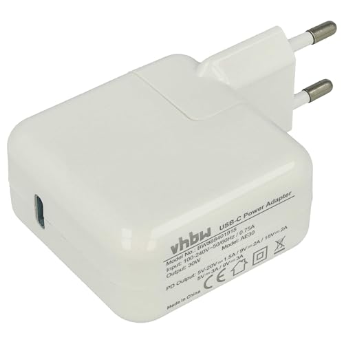 vhbw USB C Ladeadapter kompatibel mit Apple iPhone 13 Pro, 13 Mini, 13 Pro Max, 4 - Steckdosen-Adapter (Max. 15/9 / 5 V), Weiß von vhbw